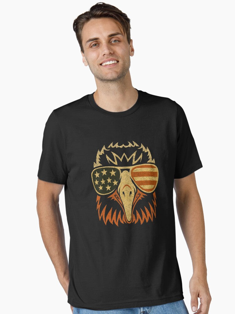American Eagle with USA Flag Sunglasses Vintage Patriotic Pride Artwork Essential Shirt T Shirt US Trend