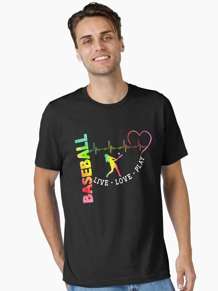 BASEBALL LIVE LOVE PLAY Essential T Shirt T Shirt Streetwear Style Gift Ready