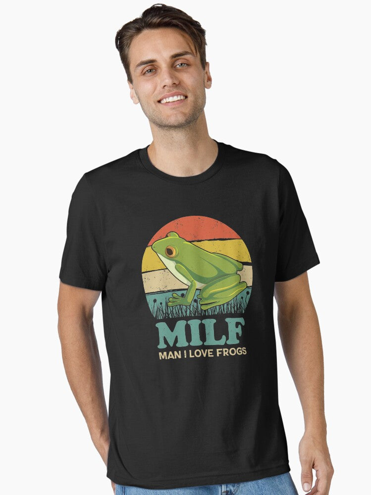 Man I Love Frogs MILF Retro Vintage Sunset Frog Lovers Essential T Shirt T Shirt Trending US Best Seller Look
