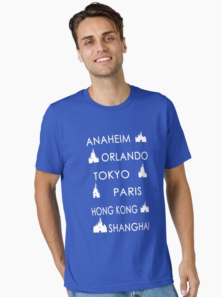 Disney Around the World | Anaheim · Orlando · Tokyo · Paris · Hong Kong · Shanghai Minimalist Tee Essential T-Shirt