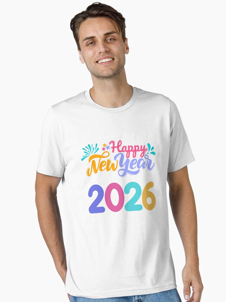Happy New Year 2026 Colorful Pastel Design Essential T Shirt T Shirt Comfort Fit Best Seller Look