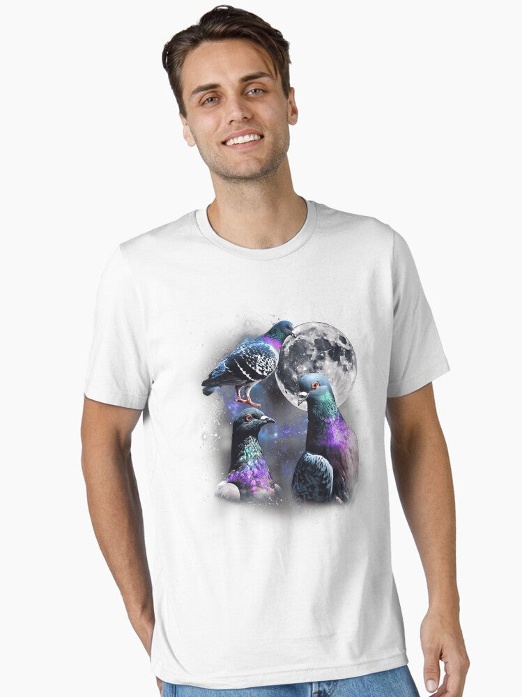 Funny Three Pigeon Moon Weird Cursed Meme 3 Pigeon Silly Essential T-Shirt | Premium Unisex T-Shirt, Trending Graphic Tee