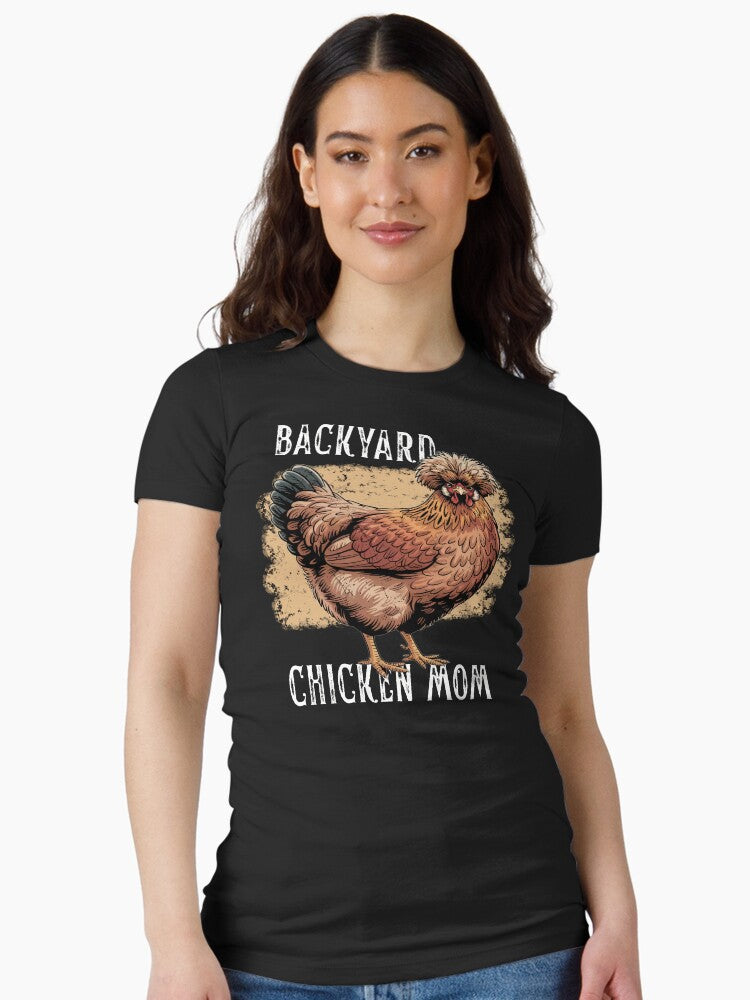 Backyard Chicken Mom Polish Hen Design Vintage Farmhouse Art Fitted T-Shirt