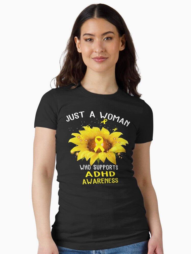 Just A Woman Who Supports ADHD Awareness Fitted T-Shirt