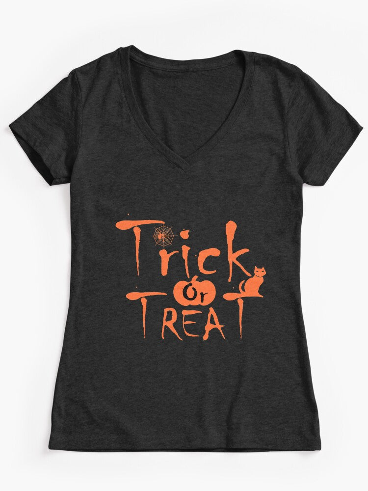 Trick Or Treat Halloween Design Gift Tshirt Fitted V Neck T Shirt Gift Ready