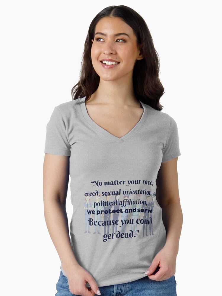 No matter your race Fitted V Neck T Shirt T Shirt Viral US Style Streetwear Essential