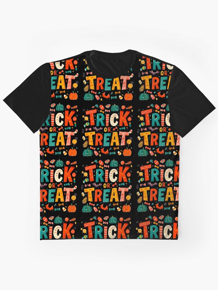 Words Trick Or Treat Graphic T Shirt Everyday Wear