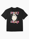 Retro Hippie Halloween Cute Ghost Spooky Season Funny Oversized T Shirt