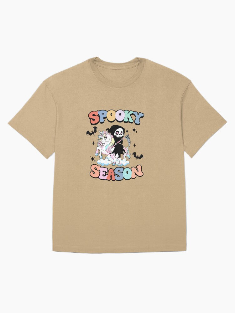 Spooky Season Unicorn With Death Oversized T Shirt