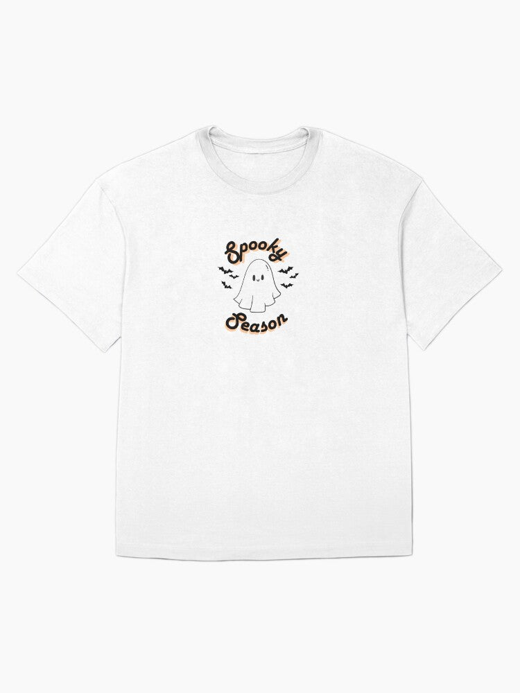 Spooky Season Ghost Halloween Fall Bat Design Oversized T Shirt