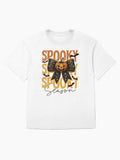 Spooky Season Pumpkin Bow With Bats And Stars Oversized T Shirt
