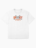 Halloween Spooky Season Embroidery Effect Oversized T Shirt