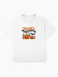 Spooky Season Halloween Design With Pumpkins And Spider Web Oversized T Shirt