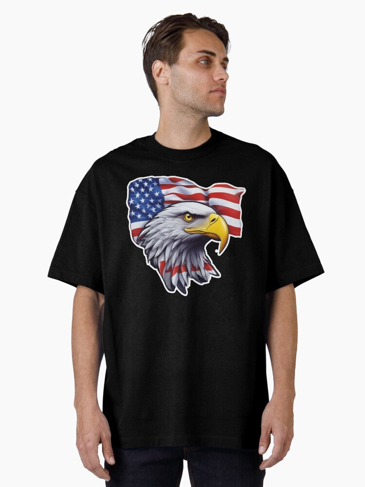 Eagle and flag Oversized Shirt T Shirt Minimal Style