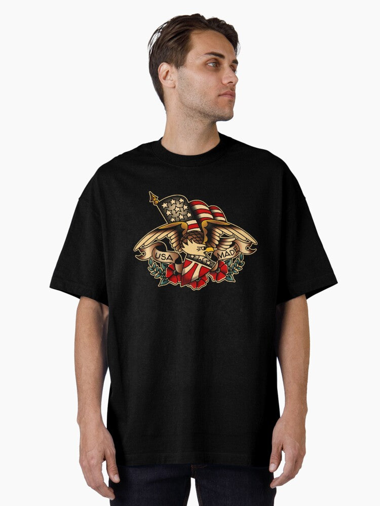 Salty Dog USA Made Patriotic Eagle Oversized Shirt T Shirt Minimal Style
