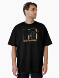 MTV Vintage Tangerine Music Television Drop Shadow Logo Oversized T Shirt T Shirt Streetwear Style Pop Art Style