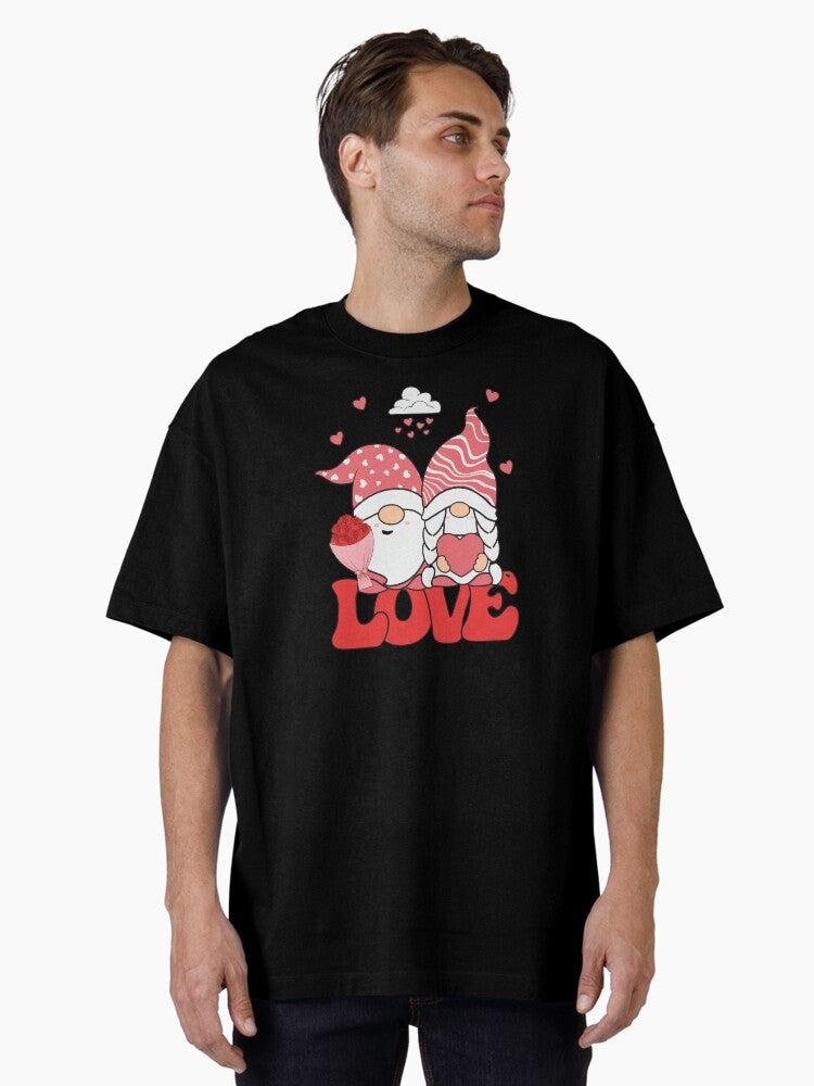 Gnome Couples Valentines Day Sweet Valentine With Happy Gnomies Love My Gnomies Oversized Shirt T Shirt US Market