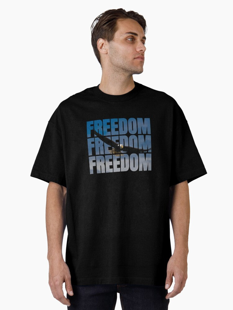 Freedom Eagle American Patriot Typography Design Oversized Shirt T Shirt Premium Quality