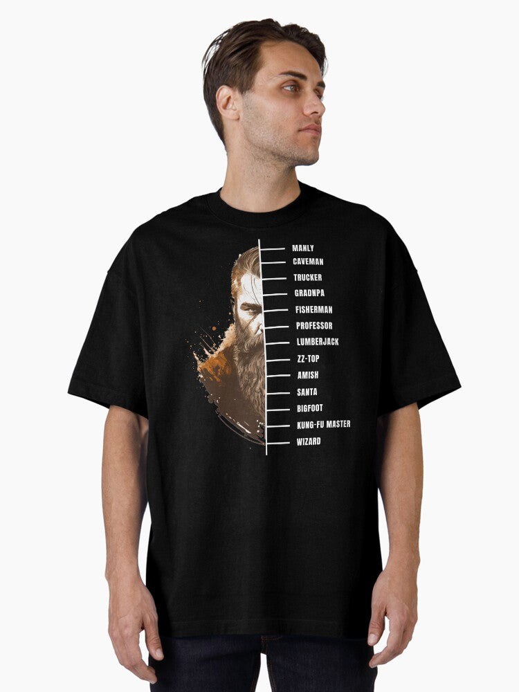 Beard Measuring Chart Mighty Bearded Warrior Black Oversized T-shirt | Premium Basketball Jersey | Fan Edition Apparel