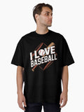 I Love Baseball Enthusiast Design Oversized T Shirt T Shirt Comfort Fit Fan Favorite