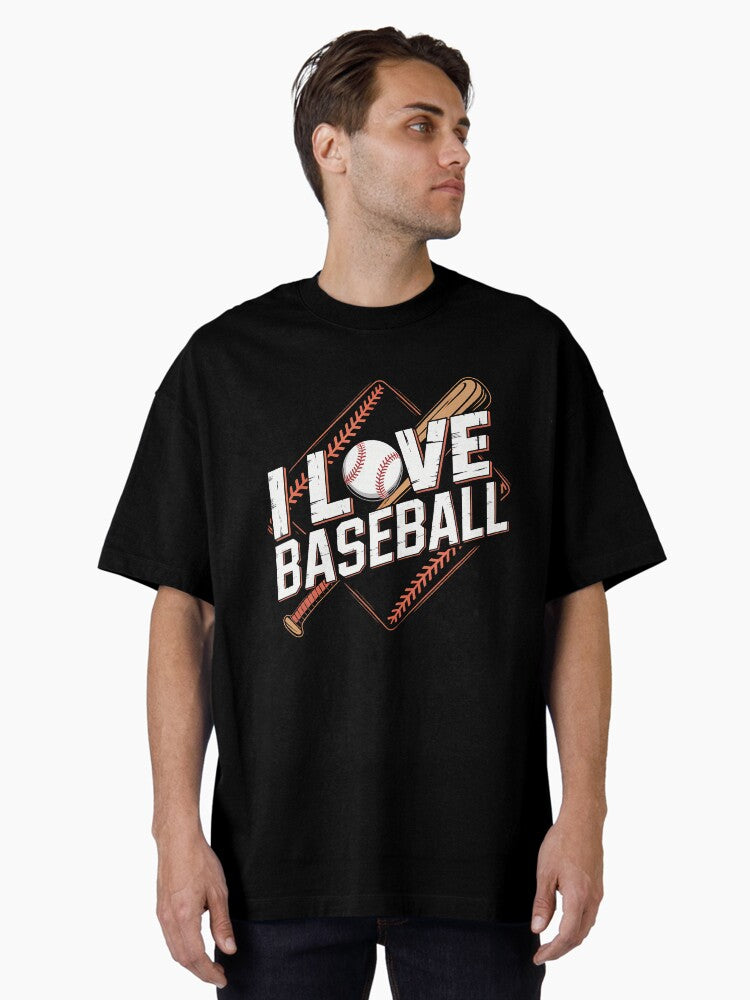 I Love Baseball Enthusiast Design Oversized T Shirt T Shirt Comfort Fit Fan Favorite
