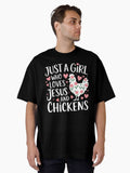 Just A Girl Who Loves Jesus And Chickens Oversized Shirt T Shirt US Market