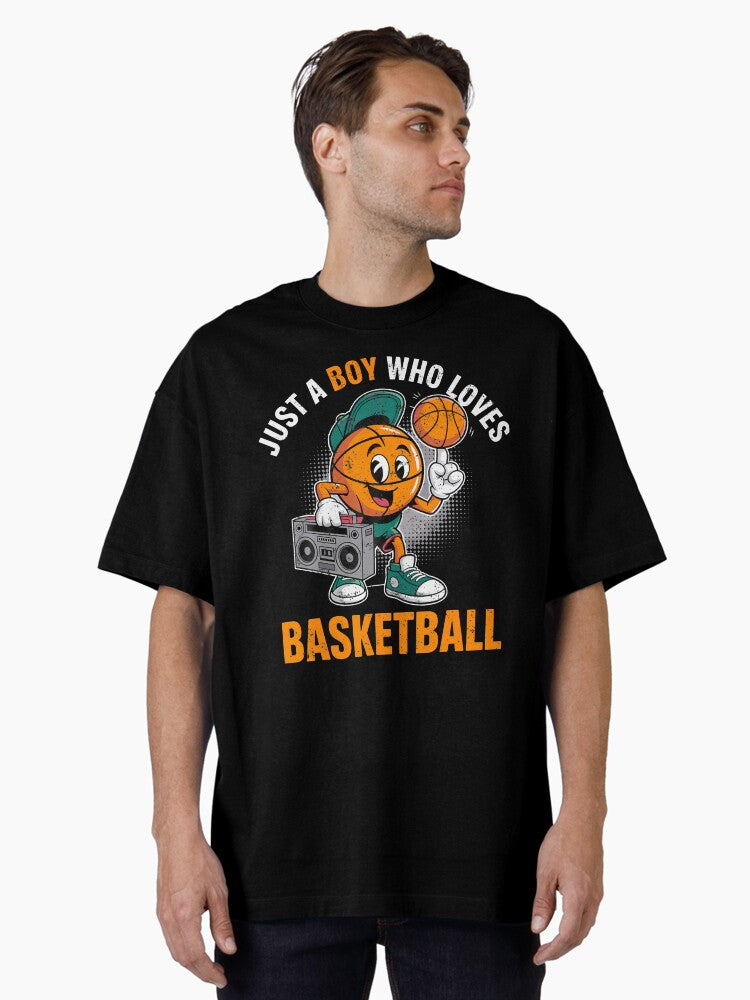 Just A Boy Who Loves Basketball Player Hoops Slam Dunk Fan Oversized Shirt T Shirt Clean Design