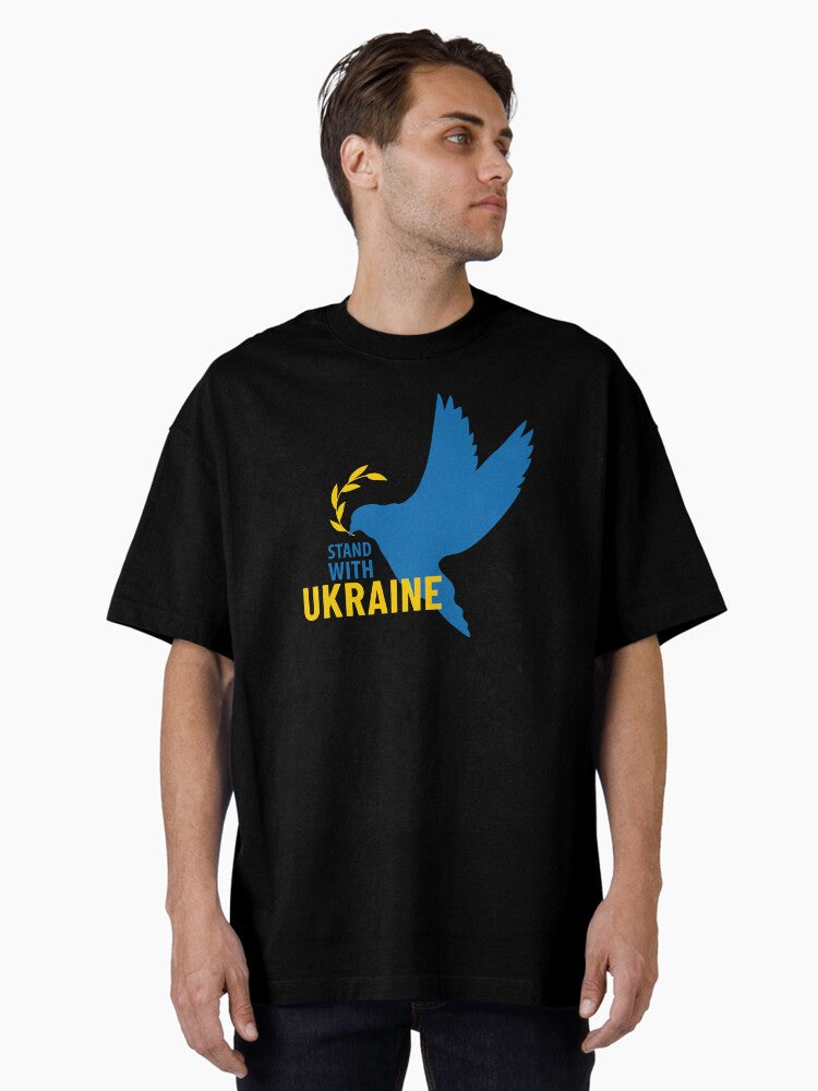Stand with Ukraine Emblem with dove and branch Oversized Shirt T Shirt Everyday Wear