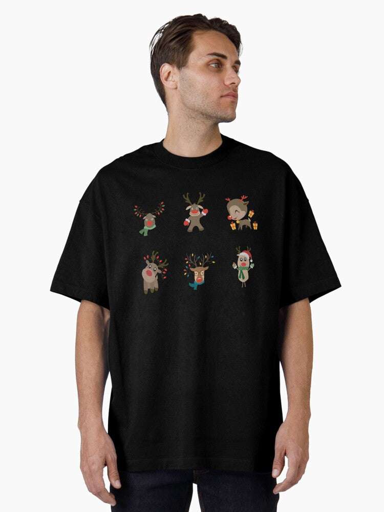 Cute Christmas Deers Bundle Oversized T Shirt T Shirt Minimal Style