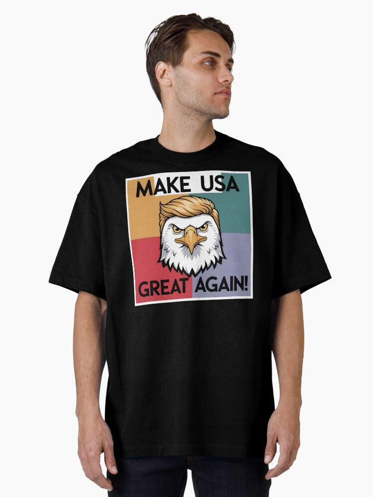 Bold Eagle with Patriotic Hair Art Oversized Shirt T Shirt Minimal Style