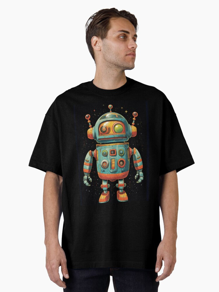 Retro 60's Space Explorer - Vintage Robot Astronaut Design Oversized T-Shirt | Premium Unisex T-Shirt, Trending Graphic Tee
