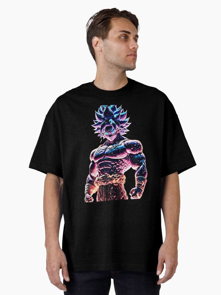 Cosmic Fusion Illustration of the Incredible Fusion between Goku Ultra Instinct and Orochi Oversized Shirt T Shirt