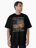Forklift Operator Usa Flag Art Oversized T Shirt
