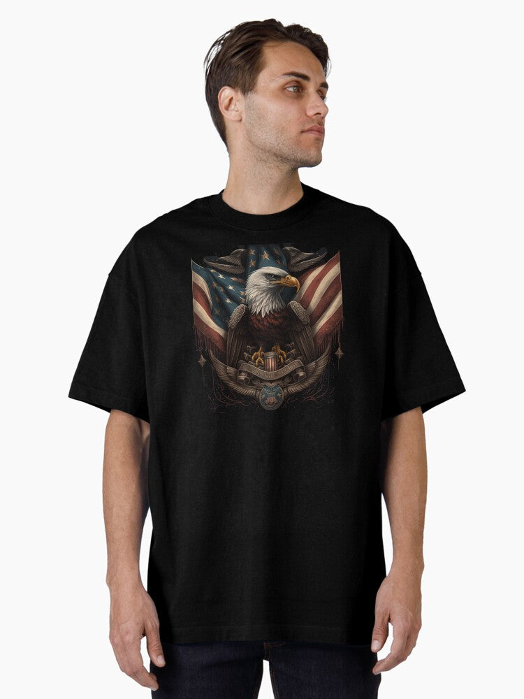 US flag with eagle Oversized Shirt T Shirt Premium Quality