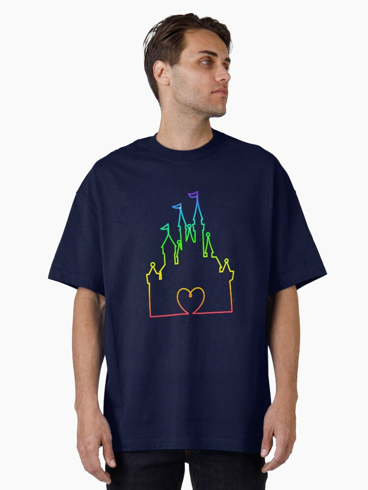 Castle Heart design in Rainbow Oversized T-Shirt