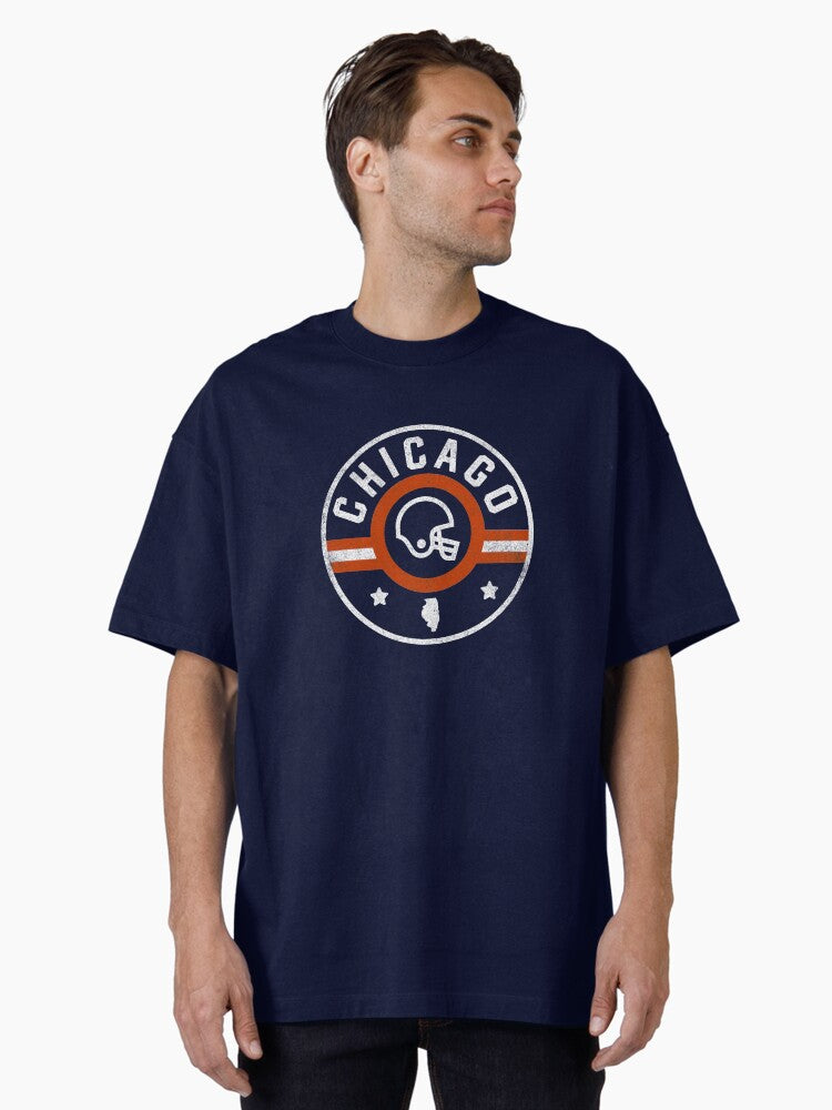 City Football Stars And Stripes Illinois Outline Oversized T Shirt T Shirt Gift Ready