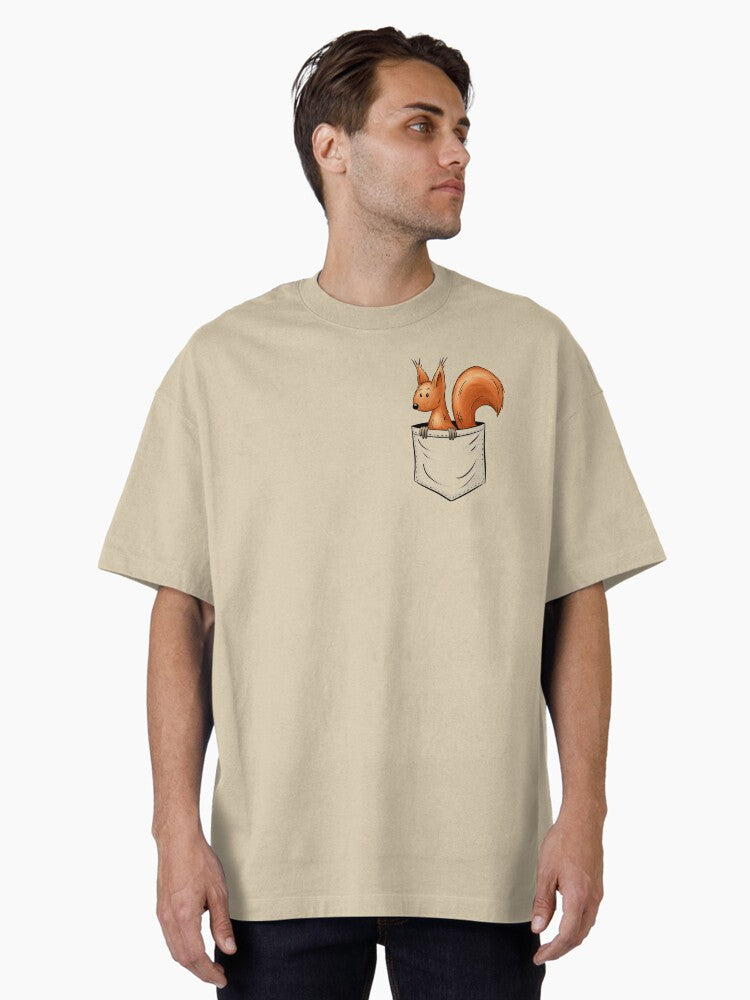 Wildlife Funny Cute Red Squirrel In Your Pocket Oversized Shirt T Shirt Everyday Wear