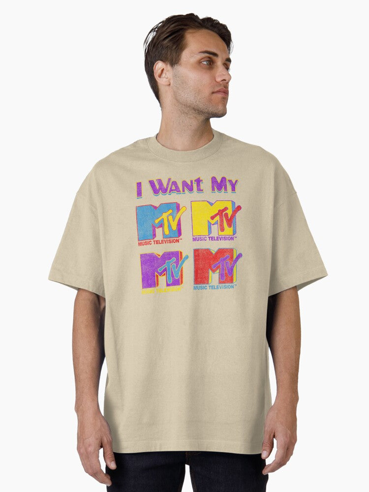 MTV I Want My MTV Retro Pop Art Logo Stack Oversized T Shirt T Shirt Trending US Gift Ready