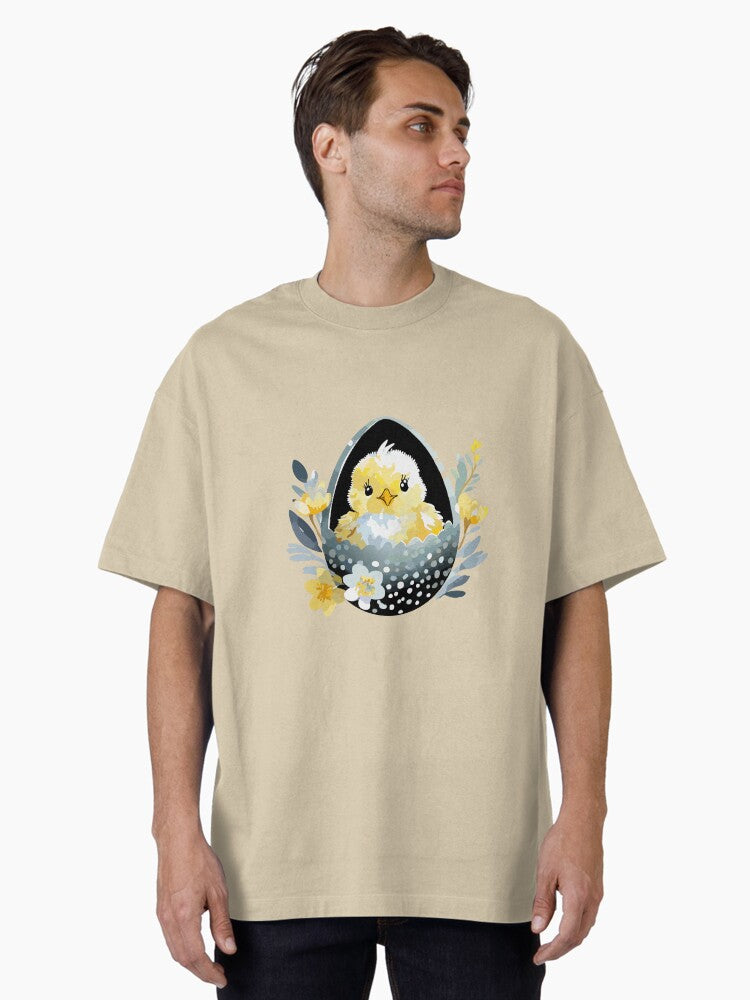 cracked easter egg with a fluffy baby chick Oversized T Shirt T Shirt US Market