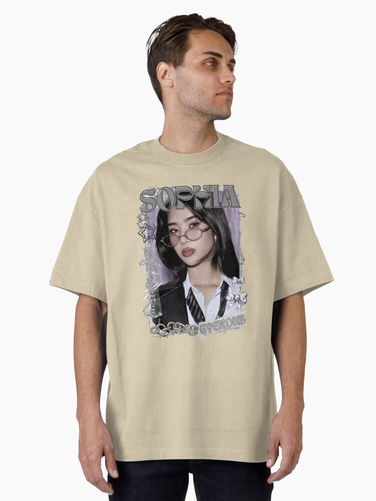 KATEYE Sophia Kpop Y2K Group Black and White Collage Design Oversized T-Shirt