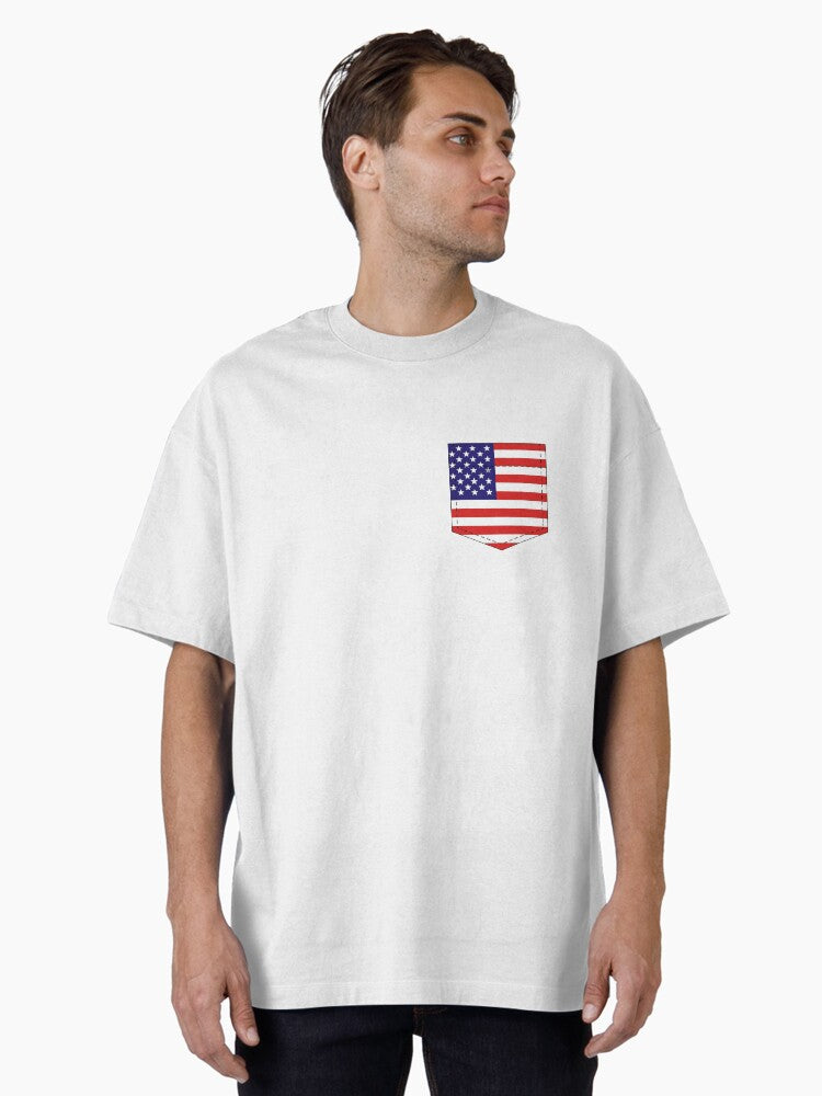 American Flag Pocket Oversized Shirt T Shirt Minimal Style