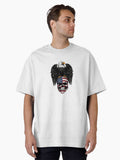 Patriotic Eagle Skull Biker Emblem Art Oversized Shirt T Shirt Premium Quality