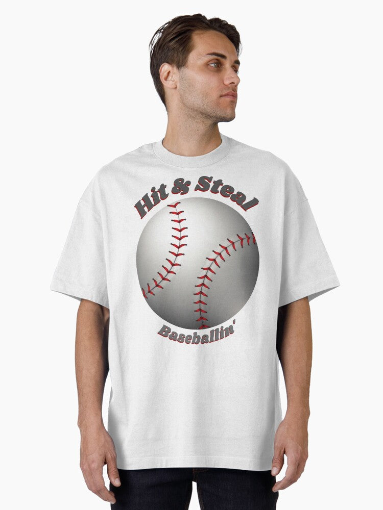 Hit Steal Baseballin Play Hard Kids Baseball Time Oversized T Shirt T Shirt Trending US Best Seller Look