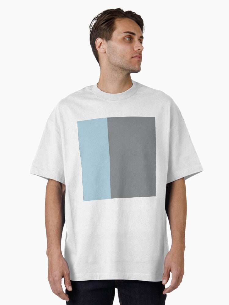Blue Gray Grey minimalist artwork simple design stripes Oversized Shirt T Shirt US Market