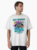2026 Level Up New Year Celebration Futuristic Neon Gaming Design Oversized T Shirt T Shirt Premium Print Gift Ready