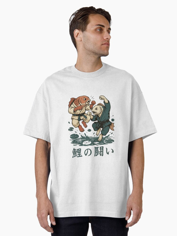Koi No Tatakai - Fighting Fish Martial Arts Oversized T-shirt | Trendy Graphic Tee | Casual Unisex T-shirt
