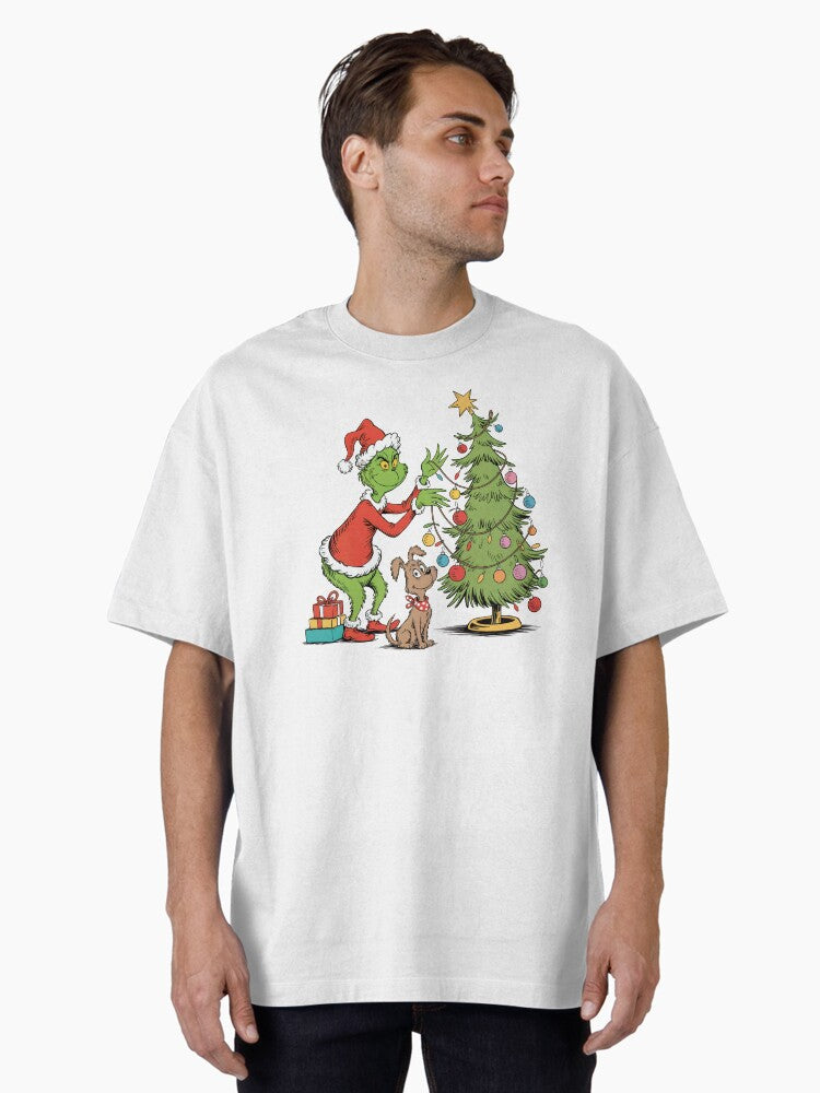 Retro Grinch Christmas Tree Vintage Grinch and Friends Holiday Classic Oversized T Shirt T Shirt Holiday Trending Christ