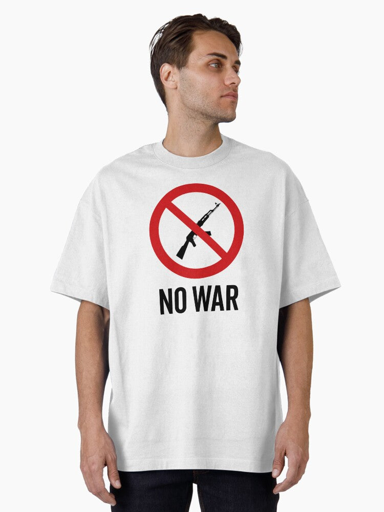 NO War Anti War Symbol Against War V4 On White Oversized Shirt T Shirt Minimal Style
