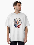American eagle with american flag scarf Oversized Shirt T Shirt US Trend