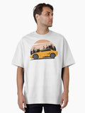 Fast Yellow Sports Car and City Skyline Sunset Oversized T Shirt T Shirt Trending US Hot Right Now
